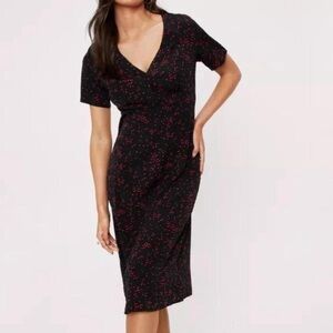 Nasty Gal Black Midi Dress with Red Dots